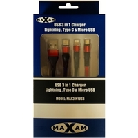 USB Charger 3 IN 1 (Lightning/TypeC/MicroUSB/) - MAXAM