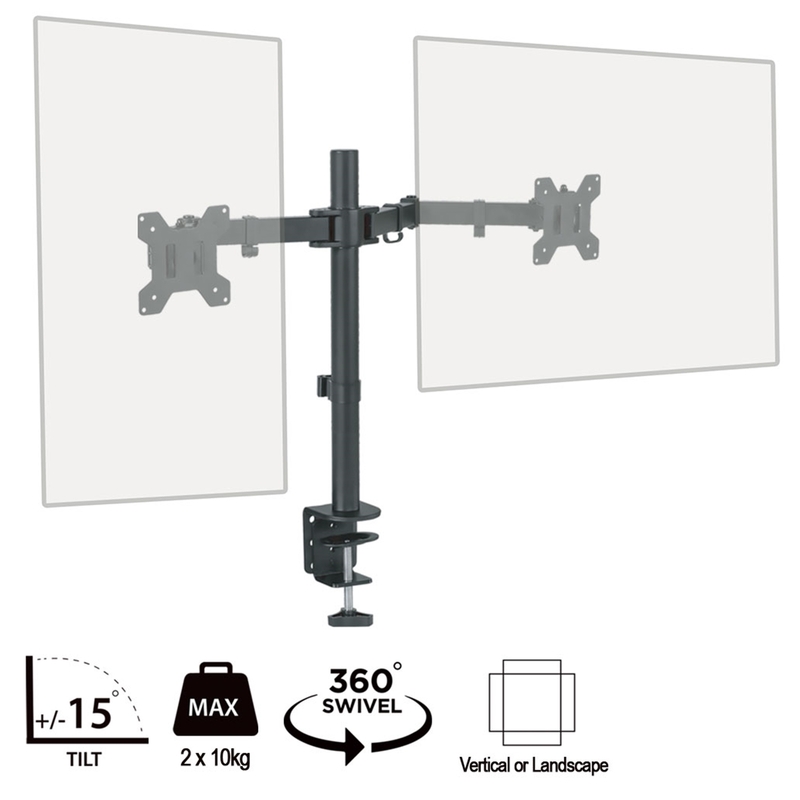 piXL Double Monitor Arm, For Upto 2 x 27 inch Monitors image 1