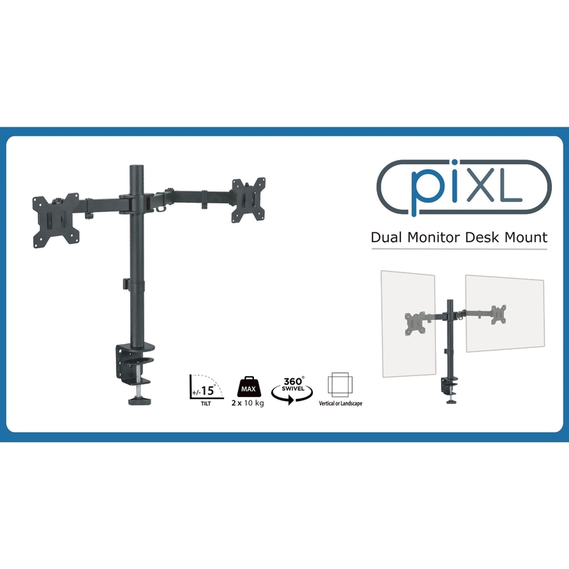 piXL Double Monitor Arm, For Upto 2 x 27 inch Monitors image 4