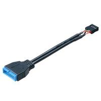 Akasa AK-CBUB19-10BK USB 2.0 Internal 9-Pin Header Male to USB 3.0 19-Pin Male 0.10m Black Retail Packaged Internal Converter Cable