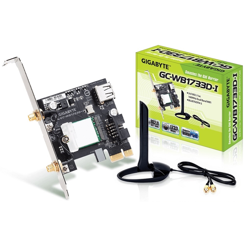 Gigabyte Intel Wireless AC1750 Dual Band PCI-Express WiFi Card with Bluetooth 5.0 c/w Antenna image 1