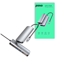Prevo C501R 4-In-1 USB-C Networking Hub Docking Station with RJ-45 Gigabit Ethernet, 60W Passthrough, USB-A USB 3.0, 4K HDMI for PC