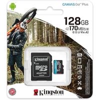 Kingston Canvas Go! 128GB SD Class 10 UHS-I U3 Flash Card