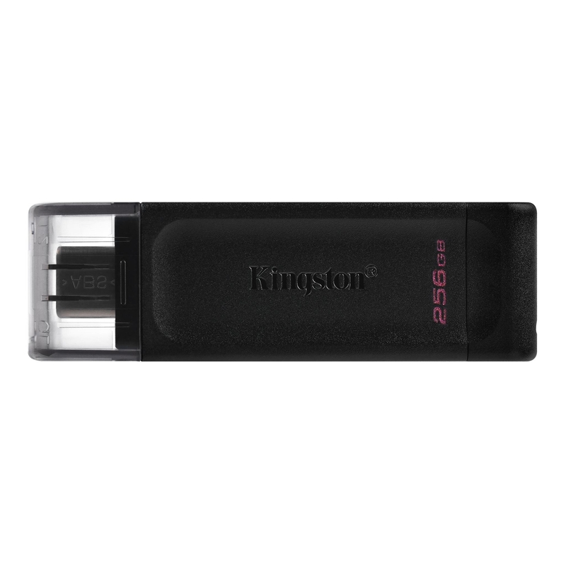 Kingston DT70/256GB DataTraveler 256GB USB Flash Drive, USB 3.2,USB-C, Gen1, 80MB/s, Cap Design, Black image 1