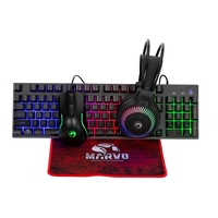 Marvo Scorpion Loot 40 4 in 1 RGB Gaming UK Layout Keyboard, Mouse, Headset and Mat Bundle (Black)