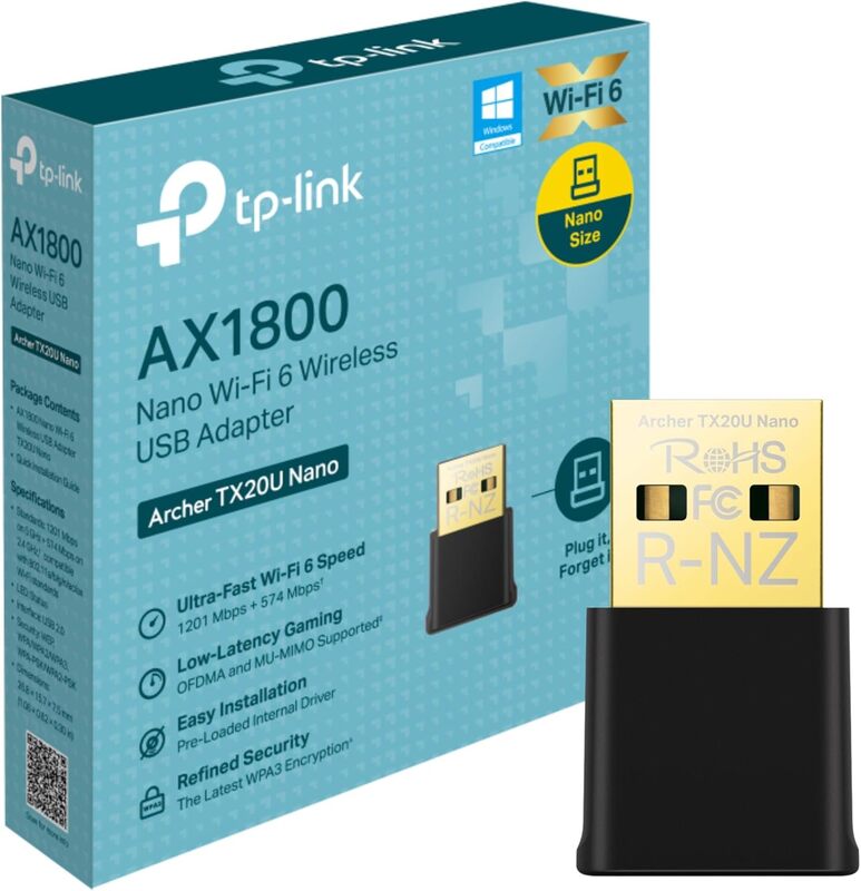 TP-Link Archer TX20U Nano AX1800Mbps WiFi 6 Wireless MU-MIMO USB Adapter image 1