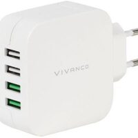 Vivanco 4 Port Fast Charger 2x12 Watts 2x5 Watts