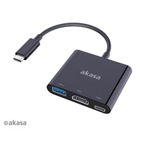 USB 3.1 Type-C Male to HDMI Female with Extra USB 3.0 Type-A Female 0.15m SuperSpeed Power Adaptor - Akasa