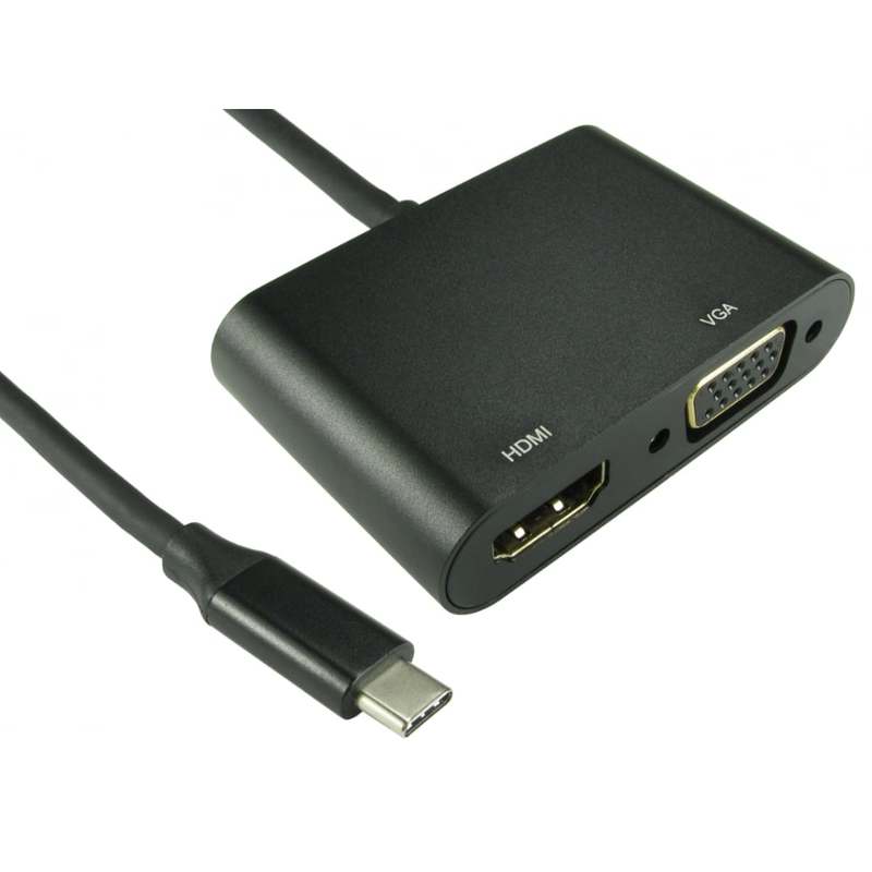 USB Type-C TO HDMI 4K 30Hz + VGA 1080p @ 60Hz Adapter image 1